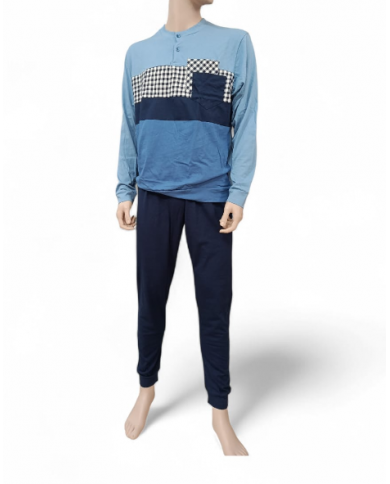 SNELLY - PIGIAMA UOMO IN COTONE - GIROCOLLO CON 2 BOTTONI - LEGGERO E COLORATO 8059395045426