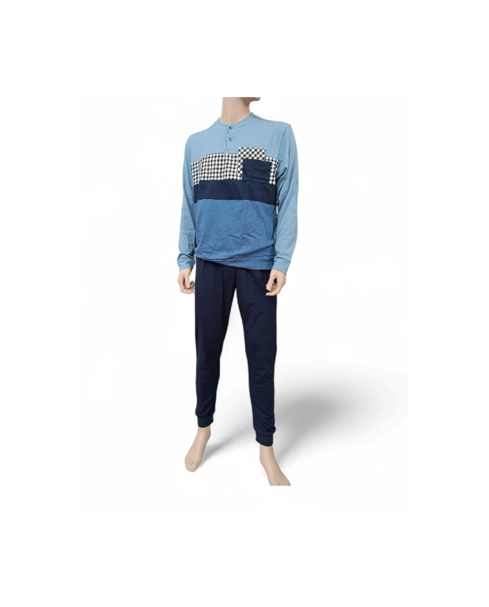 SNELLY - PIGIAMA UOMO IN COTONE - GIROCOLLO CON 2 BOTTONI - LEGGERO E COLORATO 8059395045426
