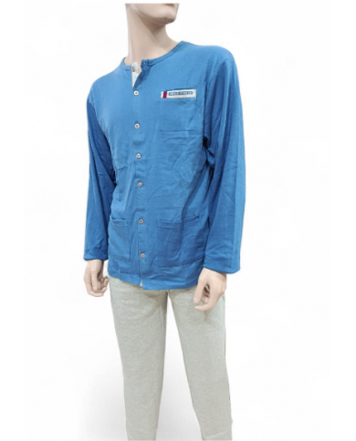 GREY SHARK - PIGIAMA UOMO IN COTONE - TUTTO ABBOTTONATO - TAGLIA L - CLASSICO ED ELEGANTE