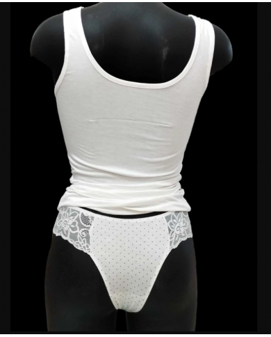 Magic Dream Cordinato intimo donna canotta  slip di colore avorio cotone e pizzo