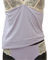 MAGIC DREAM - COORDINATO INTIMO DONNA - CANOTTA E SLIP IN COTONE E PIZZO - LAVANDA - TAGLIA L