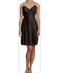 Leilieve Sottoveste Raso colore nero Spallina Sottile Intimo Notte Donna Luxury