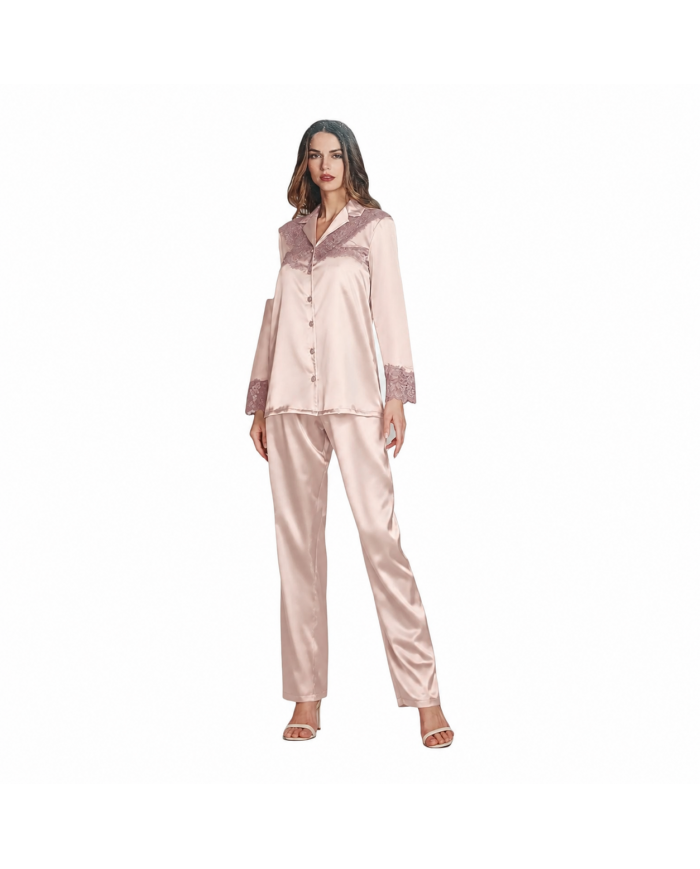 ANDRA - PIGIAMA DONNA IN RASO - GIACCA E PANTALONE TAGLIO UOMO - ART. 8887 - CIPRIA - TAGLIA 2    8054149072512