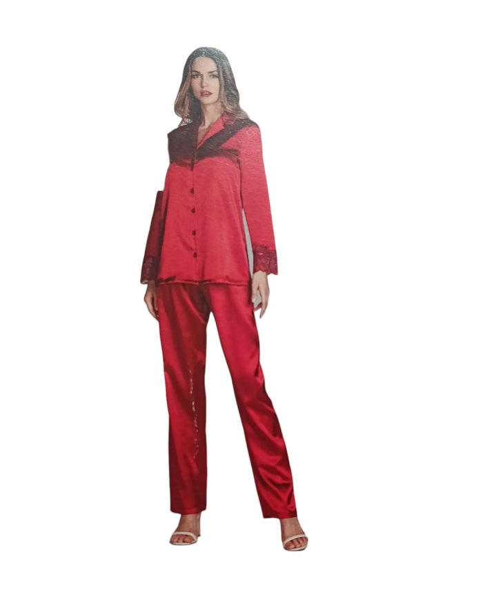 ANDRA - PIGIAMA DONNA IN RASO - GIACCA E PANTALONE TAGLIO UOMO - ART. 8887 - CIPRIA - TAGLIA 2   8054149072598