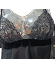 ANDRA - BABY DOLL + BRASILIANO IN RASO - ART. 8184 - NERO - TAGLIA 2