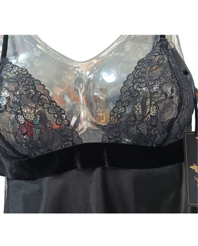 ANDRA - BABY DOLL + BRASILIANO IN RASO - ART. 8184 - NERO - TAGLIA 2