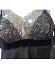ANDRA - BABY DOLL + BRASILIANO IN RASO - ART. 8184 - NERO - TAGLIA 2
