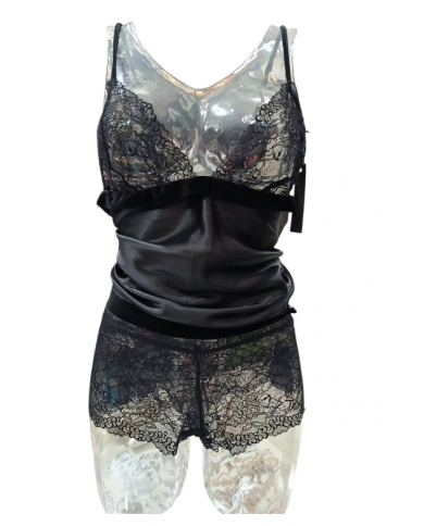 ANDRA - COORDINATO TOP E COULOTTE IN PIZZO - ART. 8185 - NERO - TAGLIA 4   8300138180400