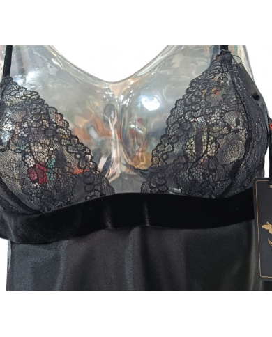ANDRA - COORDINATO TOP E COULOTTE IN PIZZO - ART. 8185 - NERO - TAGLIA 4
