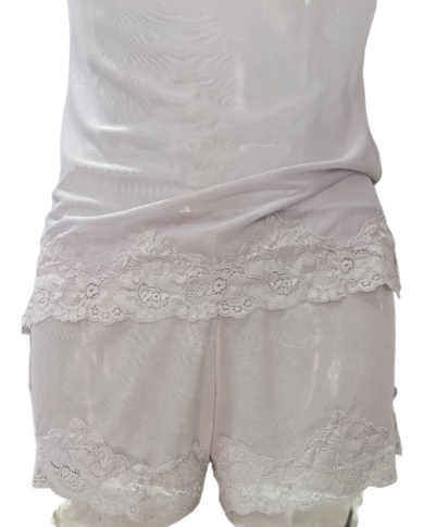 PURA - COORDINATO TOP E CULOTTE IN RASO - ART. P0475P - COLORE GHIACCIO - TAGLIA 3