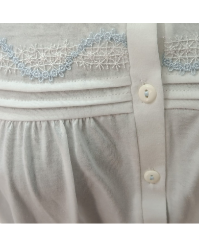 Linclalor Camicia Notte Aperta Serafino Maniche Lunghe Cotone Morbido Raglan