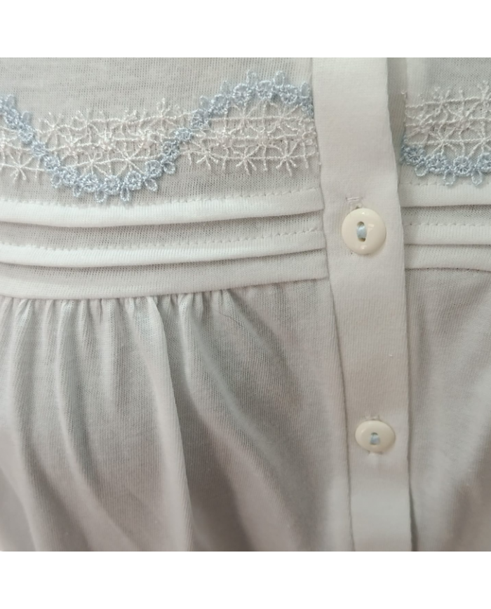 Linclalor Camicia Notte Aperta Serafino Maniche Lunghe Cotone Morbido Raglan