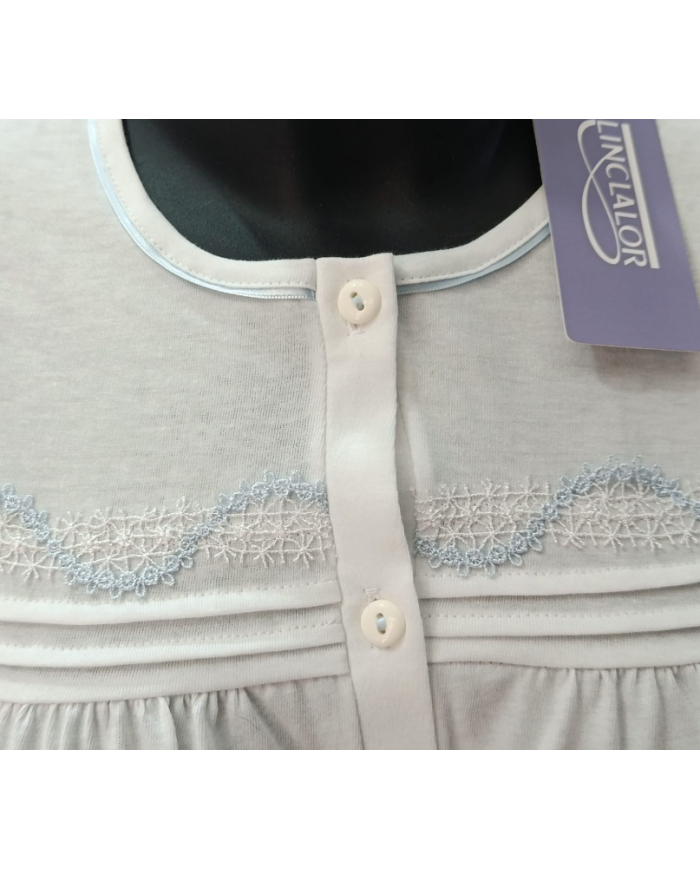 Linclalor Camicia Notte Aperta Serafino Maniche Lunghe Cotone Morbido Raglan