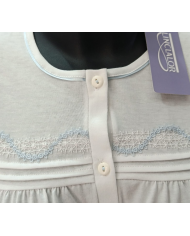 Linclalor Camicia Notte Aperta Serafino Maniche Lunghe Cotone Morbido Raglan