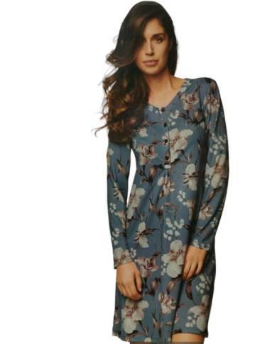 LORMAR CAMICIA DA NOTTE FLOREALE MODELLO SERAFINO MANICA LUNGA VISCOSA tag s  8055181857532