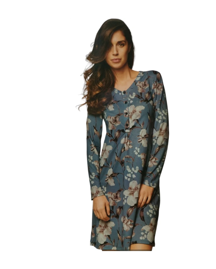 LORMAR CAMICIA DA NOTTE FLOREALE MODELLO SERAFINO MANICA LUNGA VISCOSA tag s  8055181857532