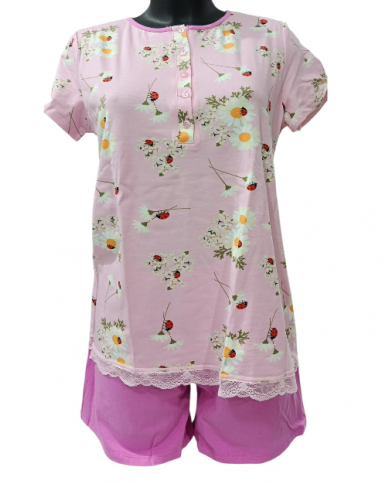 SI & LEI Pigiama Donna Estivo 100% Cotone Corto Manica Corta Shorts Fiorato