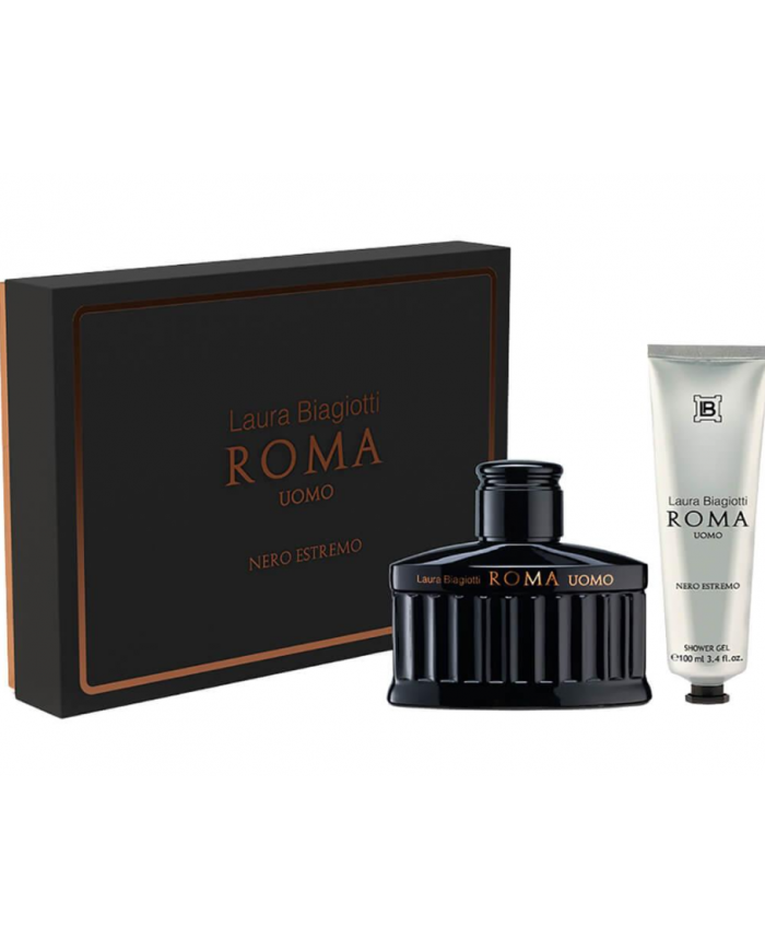LAURA BIAGIOTTI ROMA UOMO NERO ESTREMO EAU DE PARFUM INTENSE COFANETTO REGALO
