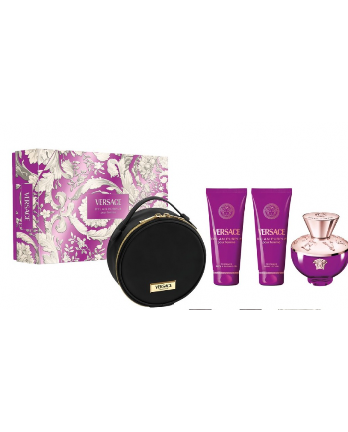 VERSACE DYLAN PURPLE COFANETTO EAU DE PARFUM 100 ML + CREMA CORPO 100 ML + GEL DOCCIA 100 ML + BEAUTY KIT REGALO DONNA
