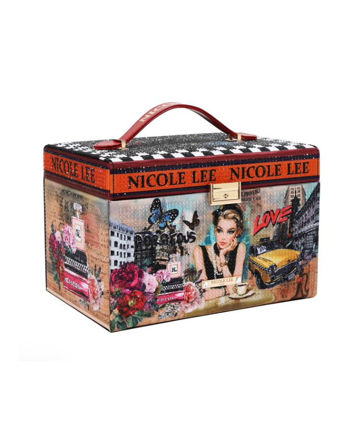 NICOLE LEE USA COFANETTO PORTAGIOIE GLITTERATO JW7827-SIG ORGANIZER BIJOUX BOX