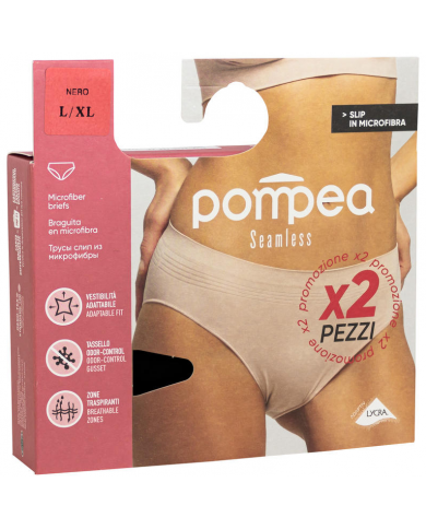 POMPEA SEAMLESS 2 SLIP MICROFIBRA NERO TRASPIRANTE ODOR CONTROL TAGLIA L/XL