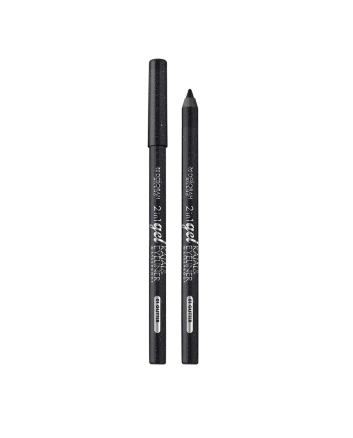 DEBORAH MILANO MATITA OCCHI 2IN1 GEL KAJAL & EYELINER WATERPROOF N.01 NERO GLITTER 8009518495652