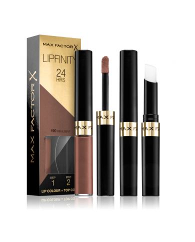 MAX FACTOR LIPFINITY 190 INDULGENT ROSSETTO 24H LIPSTICK + TOP COAT 2ML