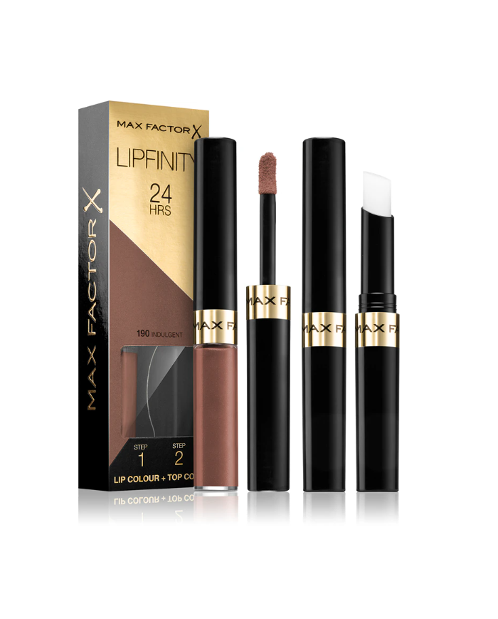 MAX FACTOR LIPFINITY 190 INDULGENT ROSSETTO 24H LIPSTICK + TOP COAT 2ML